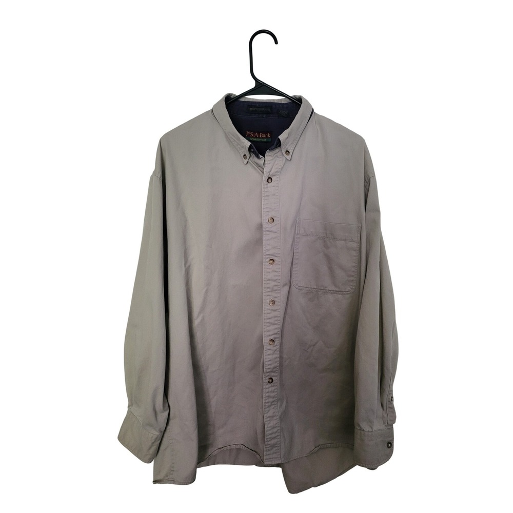 Jos. A. Bank Button Down Mens 2XL Tan Brushed Cotton Twill Heavyweight Shirt